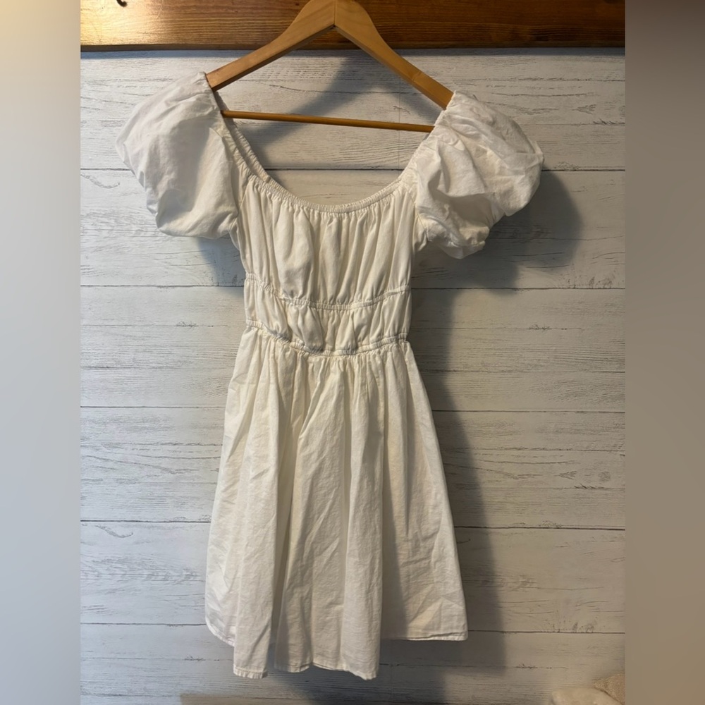 Abercrombie White Puff Sleeve Mini Dress XS Cottagecore Lined